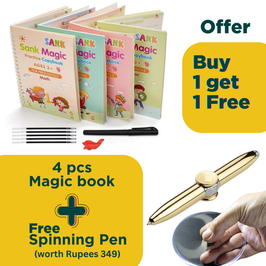 4 pcs Magic book set  + Spinning Pen Multi Functional (Free)