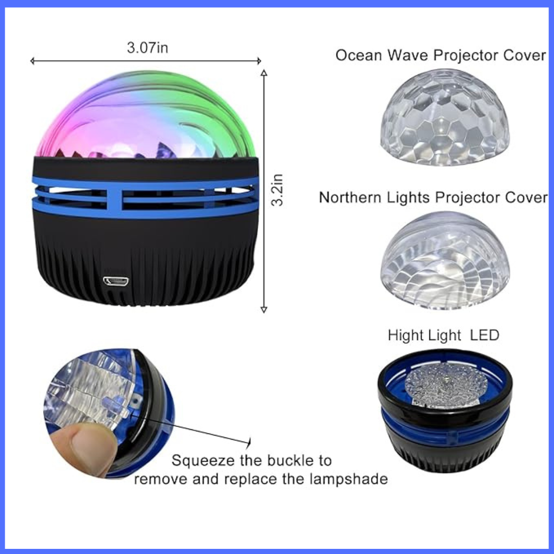 Night Light projector, Galaxy Light Projector with 10 Light Effects, 2 in 1 Northern Lights and Ocean Wave Projector,