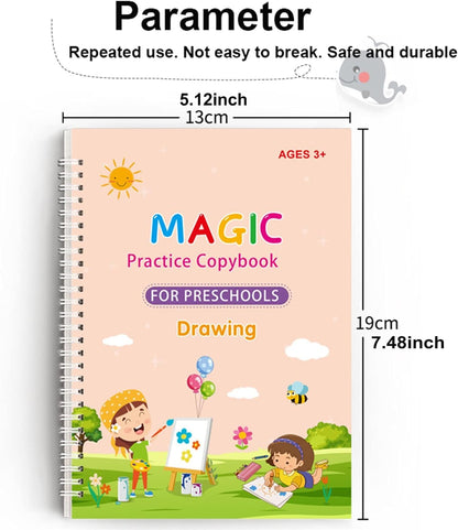 Magic Book for Kids,(4 Book+10 Refill+1 Pen+1 Grip)